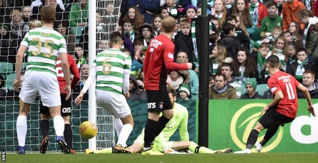 Jordan Jones levels for Kilmarnock at Celtic Park