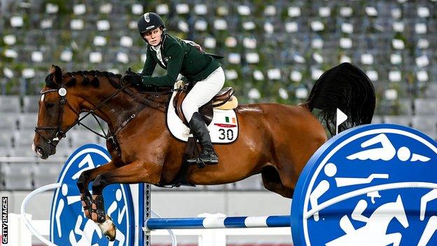 Coyle in showjumping action at the Tokyo Games