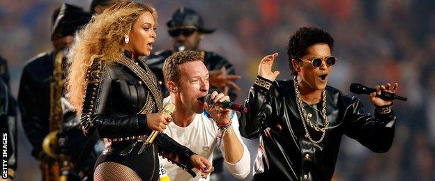 Beyonce, Chris Martin and Bruno Mars