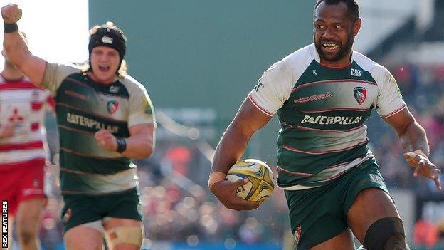 Niki Goneva runs in Leicester Tigers' winning try