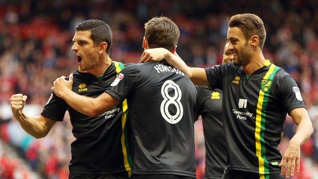 Graham Dorrans (left), Jonny Howson (centre) and Ivo Pinto (right)