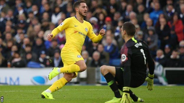 Eden Hazard scores for Chelsea against Brighton on Sunday