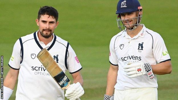 Warwickshire's Will Rhodes (left) has now played three first-class innings at Lord's - and got centuries in two of them