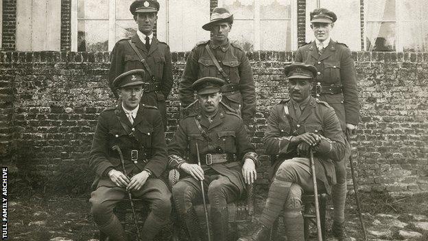 Walter Tull with his fellow soldiers during World War One