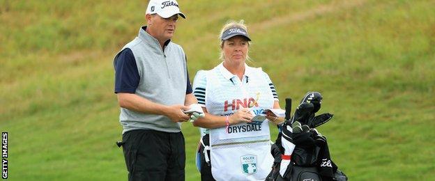 David Drsydale and his caddy, wife Vicky