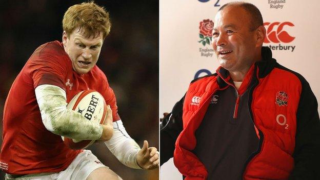 Rhys Patchell and Eddie Jones