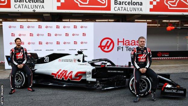 Haas launch car at Barcelona testing