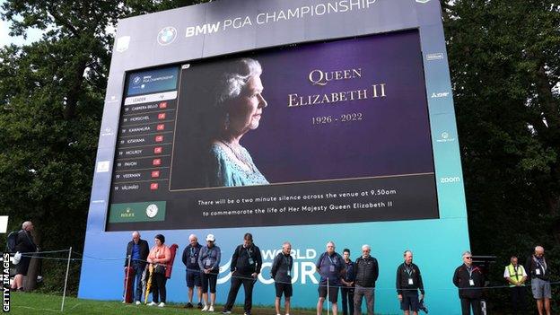 Tribute to the Queen on the screens at Wentworth