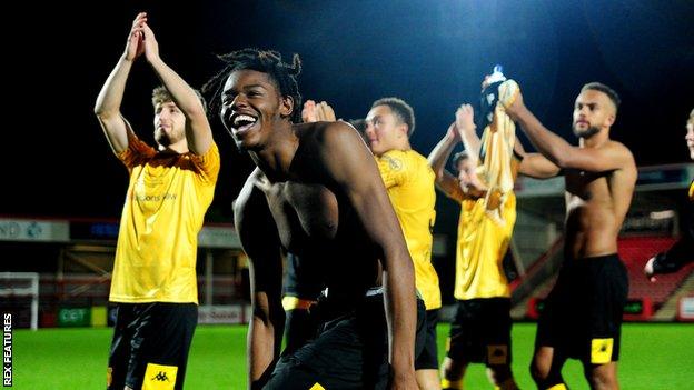 Alvechurch players celebrate beating Cheltenham