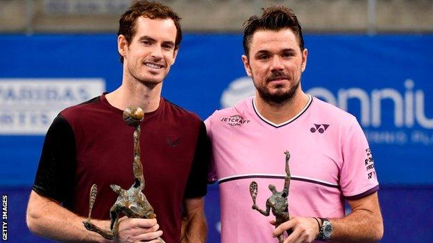 Andy Murray and Stan Wawrinka after their European Open final