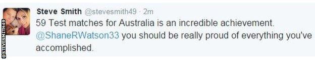 Australia captain Steve Smith tweet