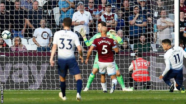 Erik Lamela scores for Tottenham