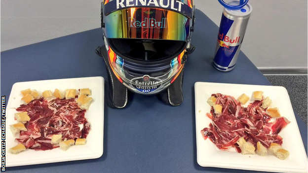 Carlos Sainz feasted on Spanish ham after Sunday's race