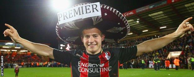 Ryan Fraser celebrates promotion with Bournemouth