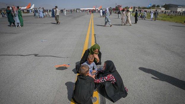 Families with young children Kabul airport