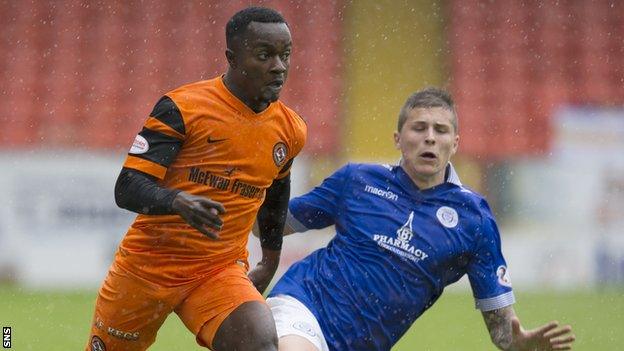 Justin Johnson playing for Dundee United