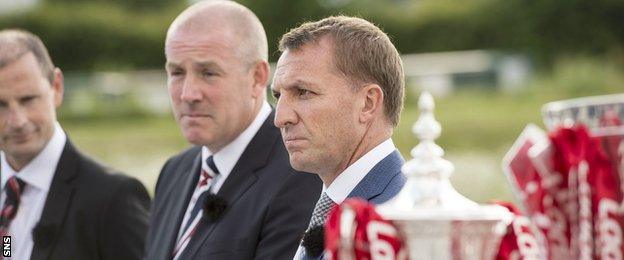 Rangers manager Mark Warburton and Celtic's Brendan Rodgers