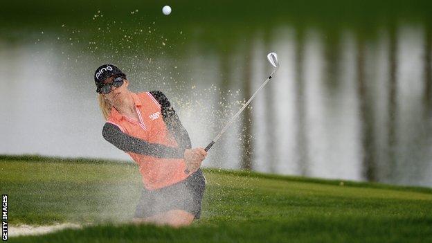 Sweden's Pernilla Lindberg takes a three-shot lead into the final round of the first women's major of the year