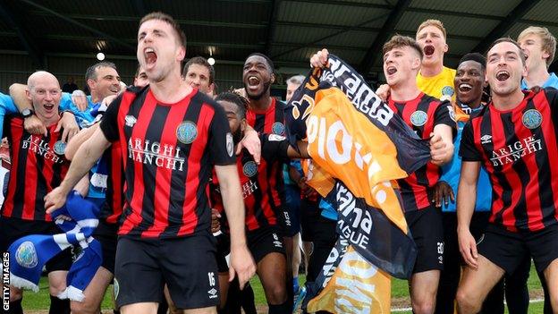 Macclesfield Town celebrate promotion to League Two