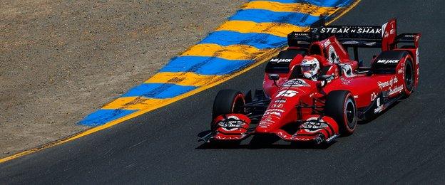 Graham Rahal, driver of the 15 Steak 'n Shake Rahal Letterman Lanigan Racing Honda Dallara during the Verizon IndyCar Series GoPro Grand Prix of Sonoma at Sonoma Raceway on August 30