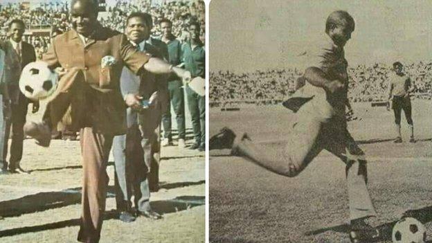 The late Kenneth Kaunda playing football