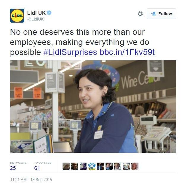 @LidlUK tweets No one deserves this more than our employees, making everything we do possible #LidlSurprises