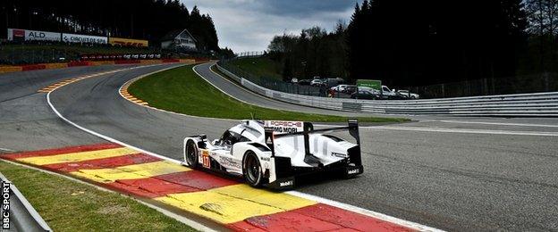 Mark Webber in his Porsche at Spa