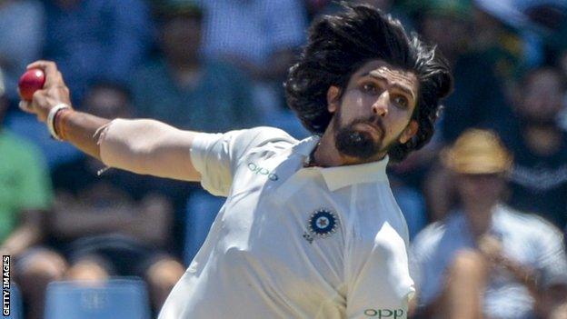 Ishant Sharma bowls for India during the second Test against South Africa in Pretoria in January