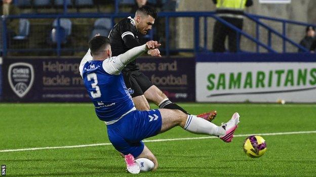 Darvel's Ian McShane scores against Montrose