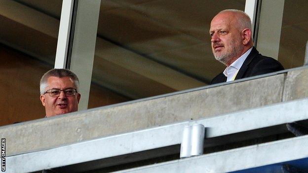 Julian Winter watched Swansea's first home game of the season, against Birmingham, from a corporate box