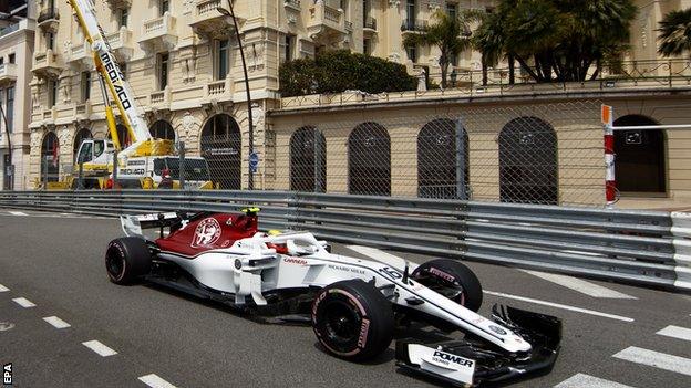 Charles Leclerc in action at the Monaco Grand Prix