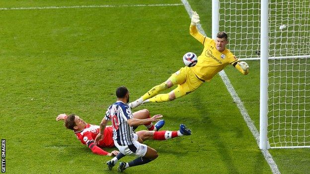 Matt Phillips scoring West Brom's second goal against Southampton