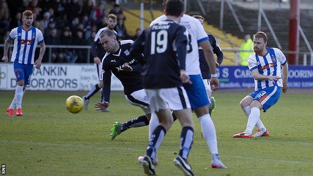 Steven Smith scores for Kilmarnock against Dundee