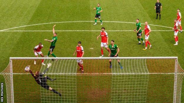 Harlee Dean (third from left) heads Birmingha's late winner