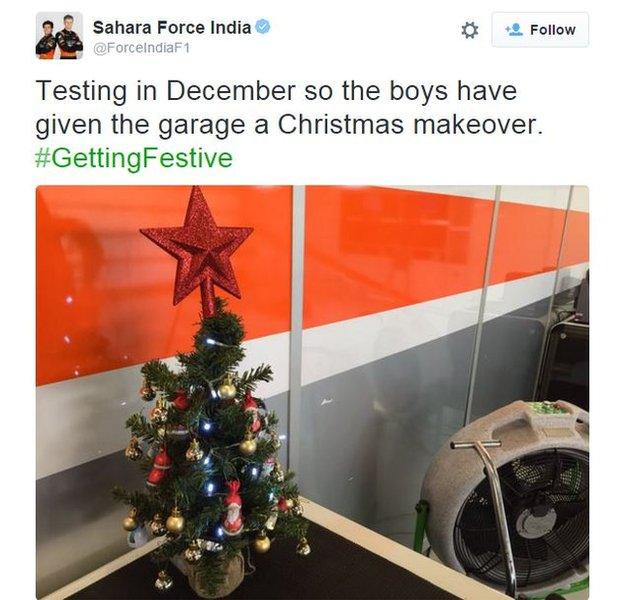 Sahara Force India's Christmas tree