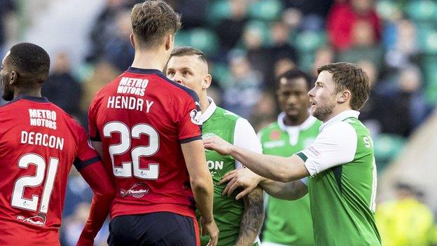 Hibernian striker Anthony Stokes and Dundee defender Jack Hendry