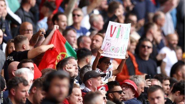 Portugal flags and 'Viva Ronaldo' signs were seen in the crowd