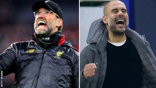 Liverpool manager Jurgen Klopp and Manchester City boss Pep Guardiola