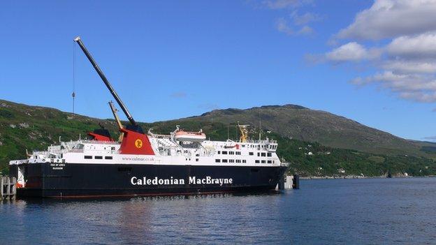 Caledonian MacBrayne car ferry in port at Oban