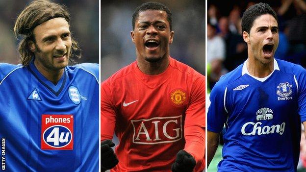 Left to right: Christophe Dugarry, Patrice Evra, Mikel Arteta