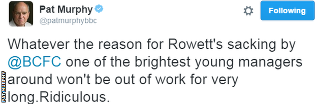 Pat Murphy Tweet on Gary Rowett departure