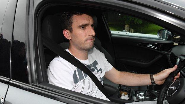 Rangers left-back Lee Wallace arrives for pre-season training