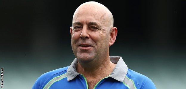 Australia coach Darren Lehmann was at the Adelaide Oval on day three to check on England's progress