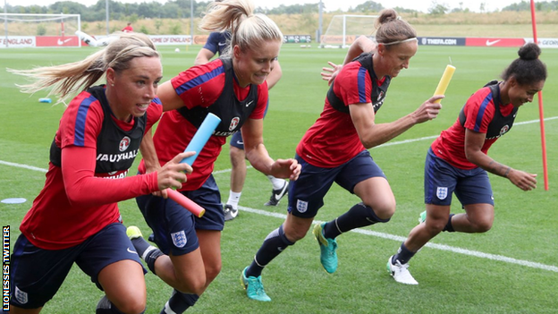 The Lionesses training at St George's Park