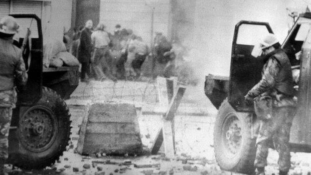 Troops and protestors on Bloody Sunday