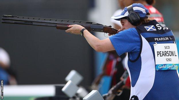 Linda Pearson of Scotland in the women's double trap