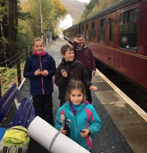 family on platform