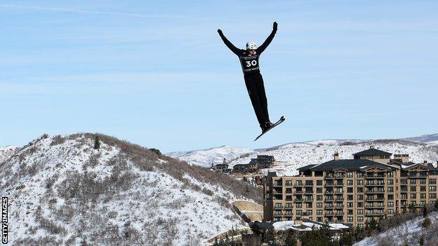 Wallace competing at the Ski World Cup in Utah in January 2022