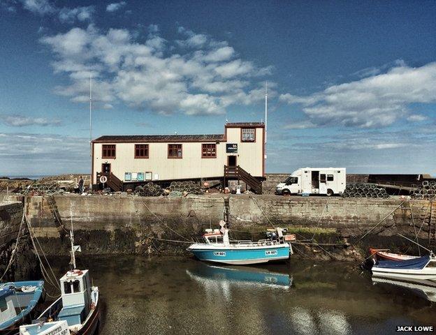 Neena the ambulance parked at St Abbs lifeboat station