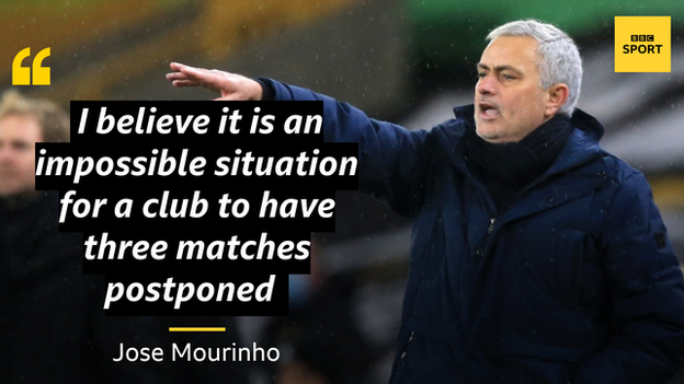 Mourinho quote says: I believe it is an impossible situation for a club to have three matches postponed